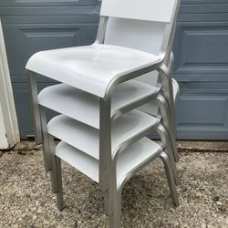 Emeco 1951 Aluminum White BMW Chair Vtg Mid Century Modern Industrial Work Office Patio Home Design 4 Available 