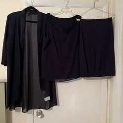 3 pc LA BOS  NAVY DRESSY EVENING WEAR OUTFIT SZ 18