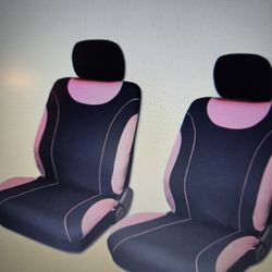 Front Seat Car Seat Covers Black & Pink