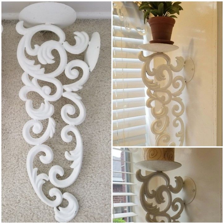 White Scroll Metal Wall Plant~Candle Holder