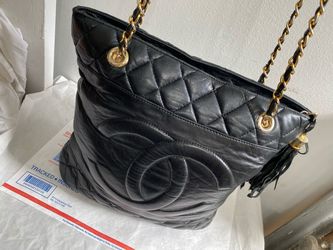 Chanel Vintage CC Quited Lambskin Leather Tote shoulder bag