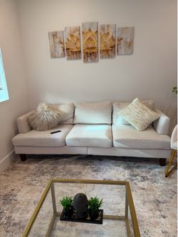3 Seater Sofa 89" Upholstered Sofa Couch with Square Arm for Living Room