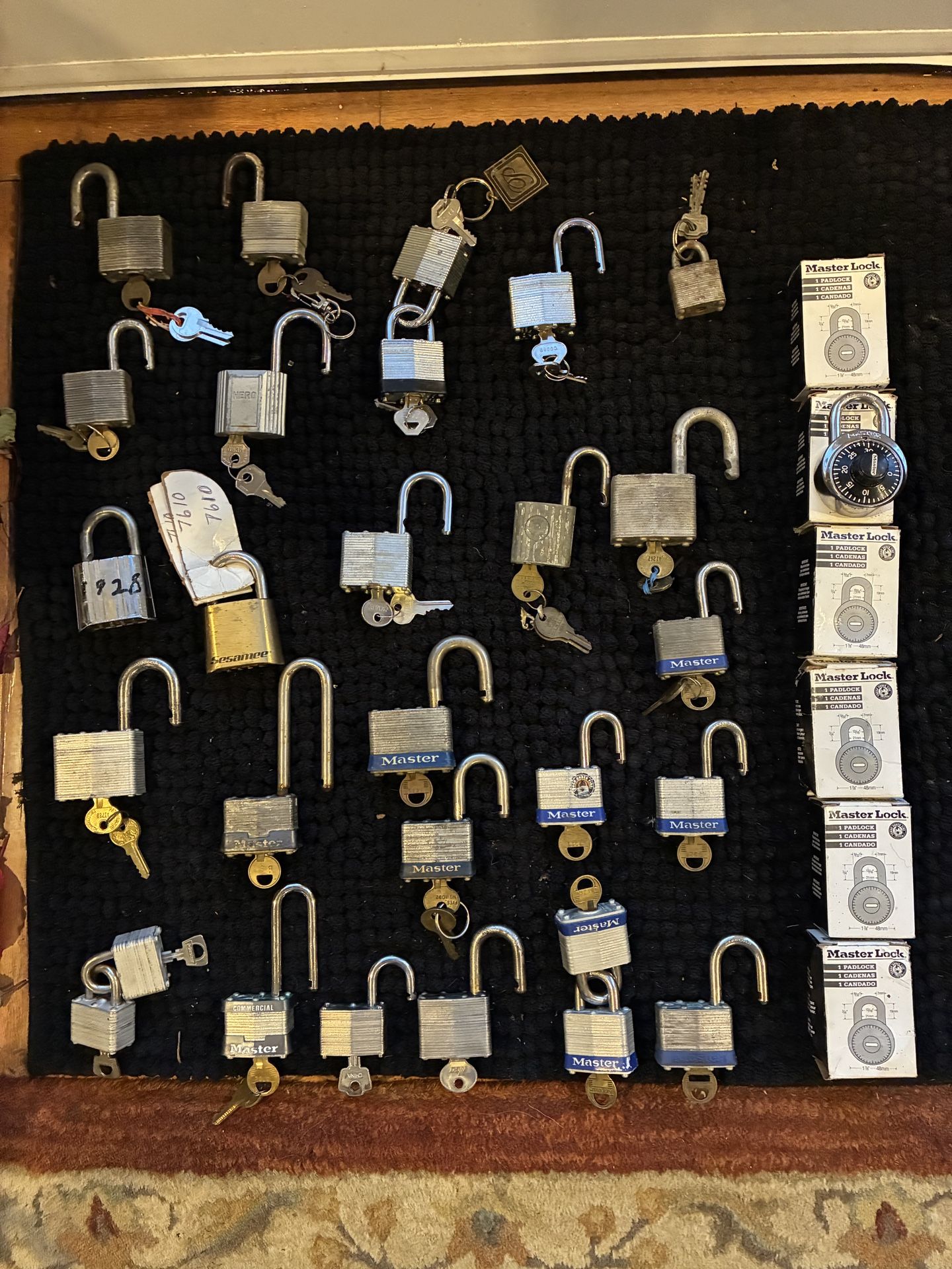 34 Padlocks With keys, Mostly Made By MasterLock