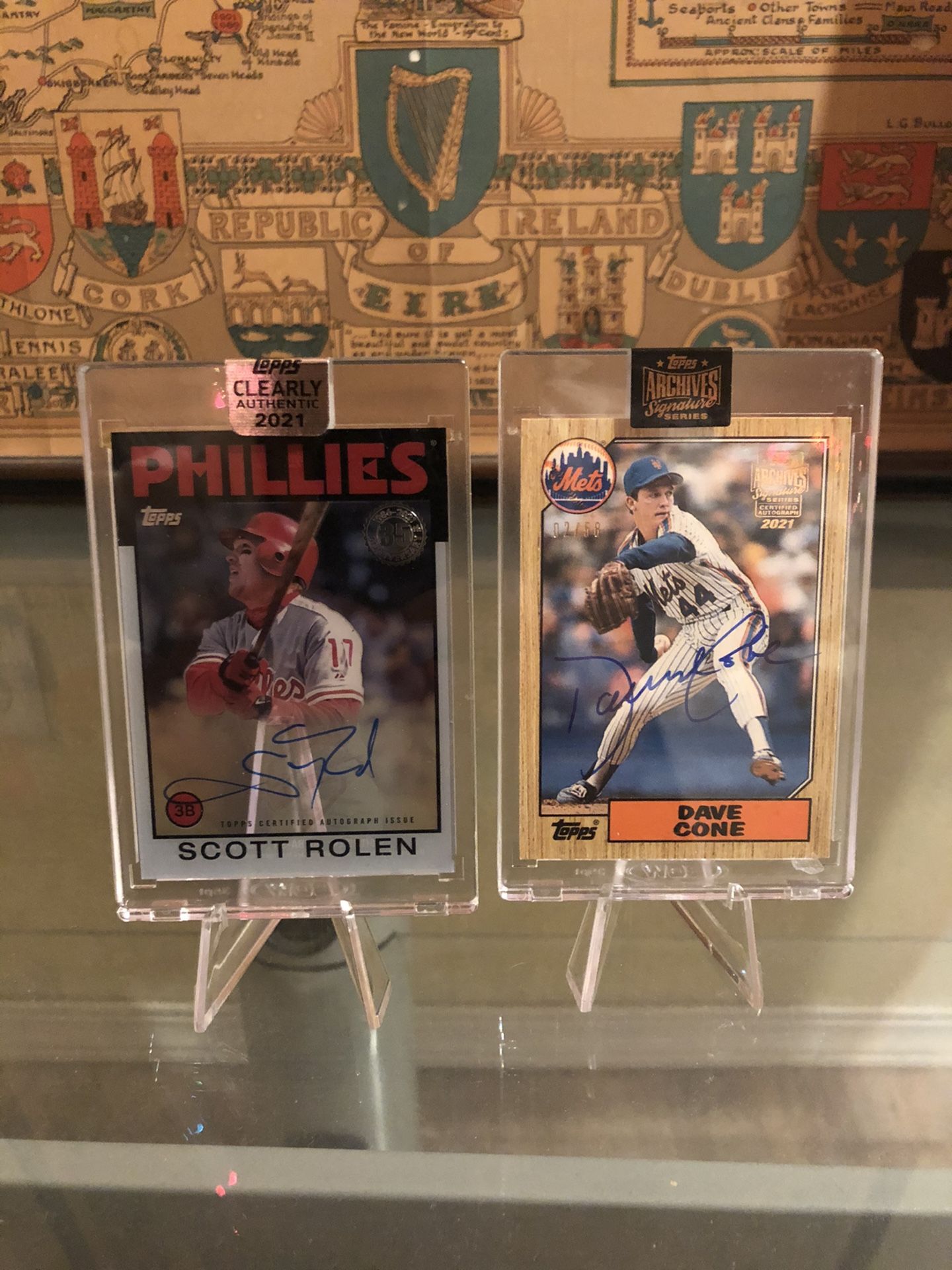 MLB Baseball Cards Auto David Cone And Scott Rolen. Philadelphia Phillies And New York Mets