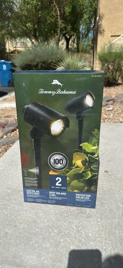 Tommy Bahama LED Solar Spotlights, Motion Sensing, Black, 2 Pack
