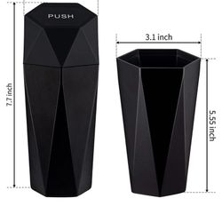 New Car Trash Can with Lid, Diamond Design Small Portable Trash Can