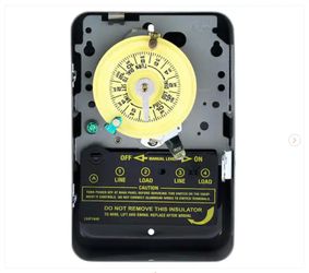 T100 Series 40 Amp 24-Hour Indoor Mechanical Timer with Double Pole Single Throw Switching 240 VAC, Gray