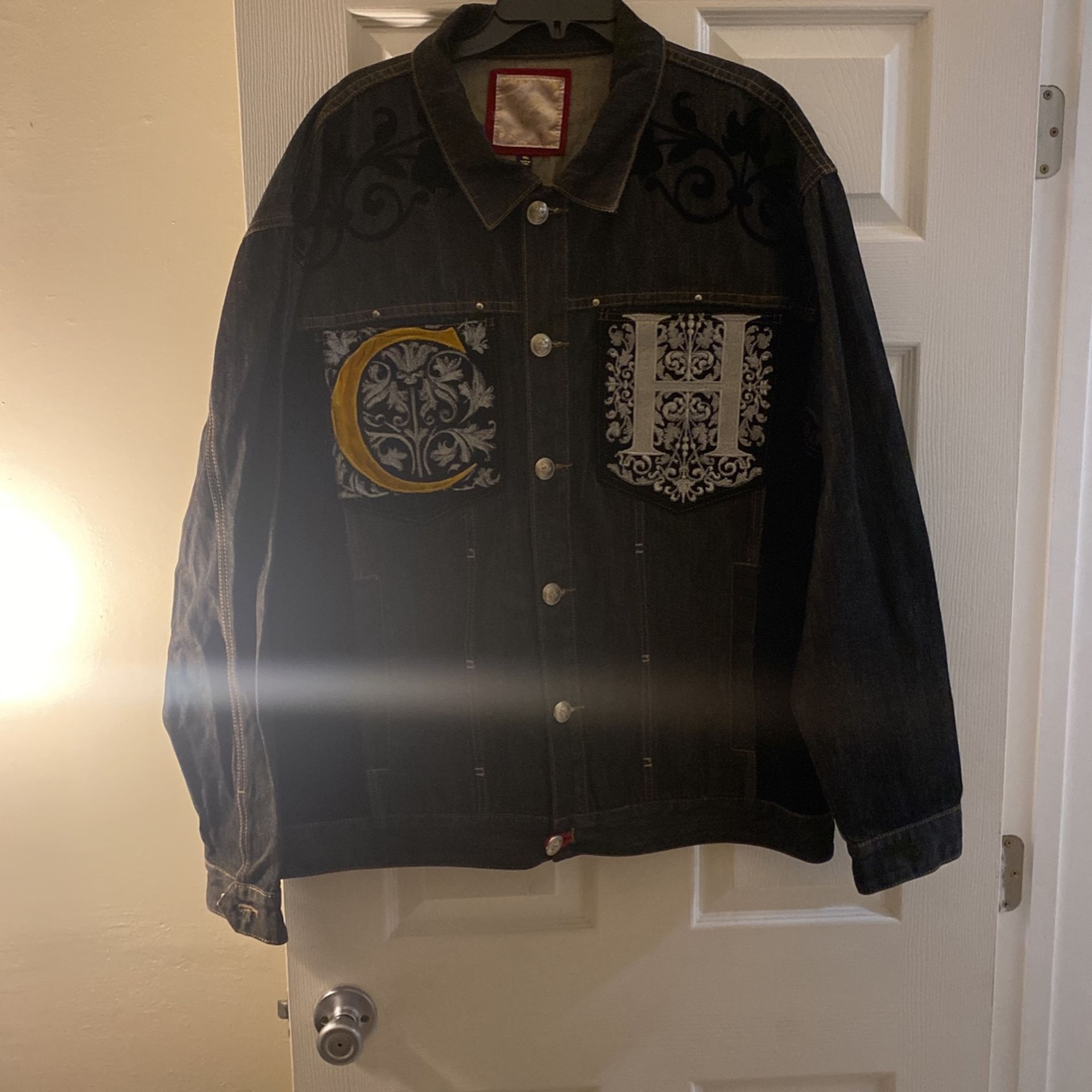Crown Holder Men’s 4X Dark Denim Jacket W/ Embroidery