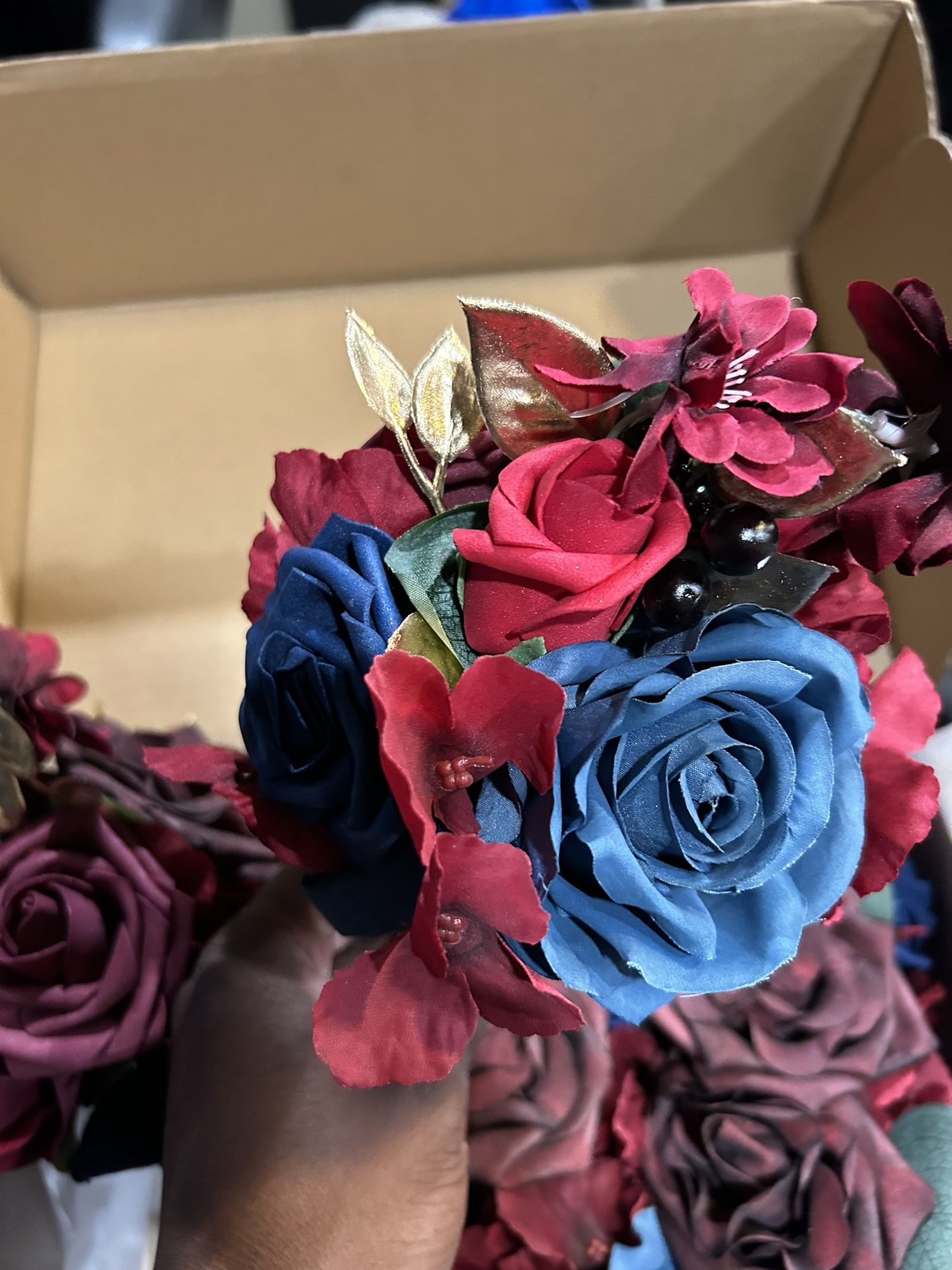 Ling’s Moments Burgundy & Navy Small Bouquet/Centerpieces