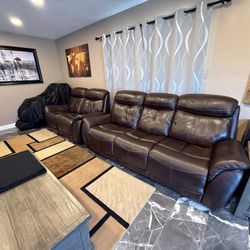Leather Power Recliner Sofa and Love Seat