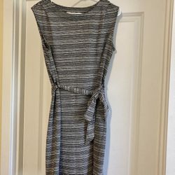 Striped Tank  Dress: Ties At Waist 