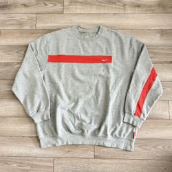 Vintage Nike Mini Swoosh Embroidered Crewneck Sweater Grey 