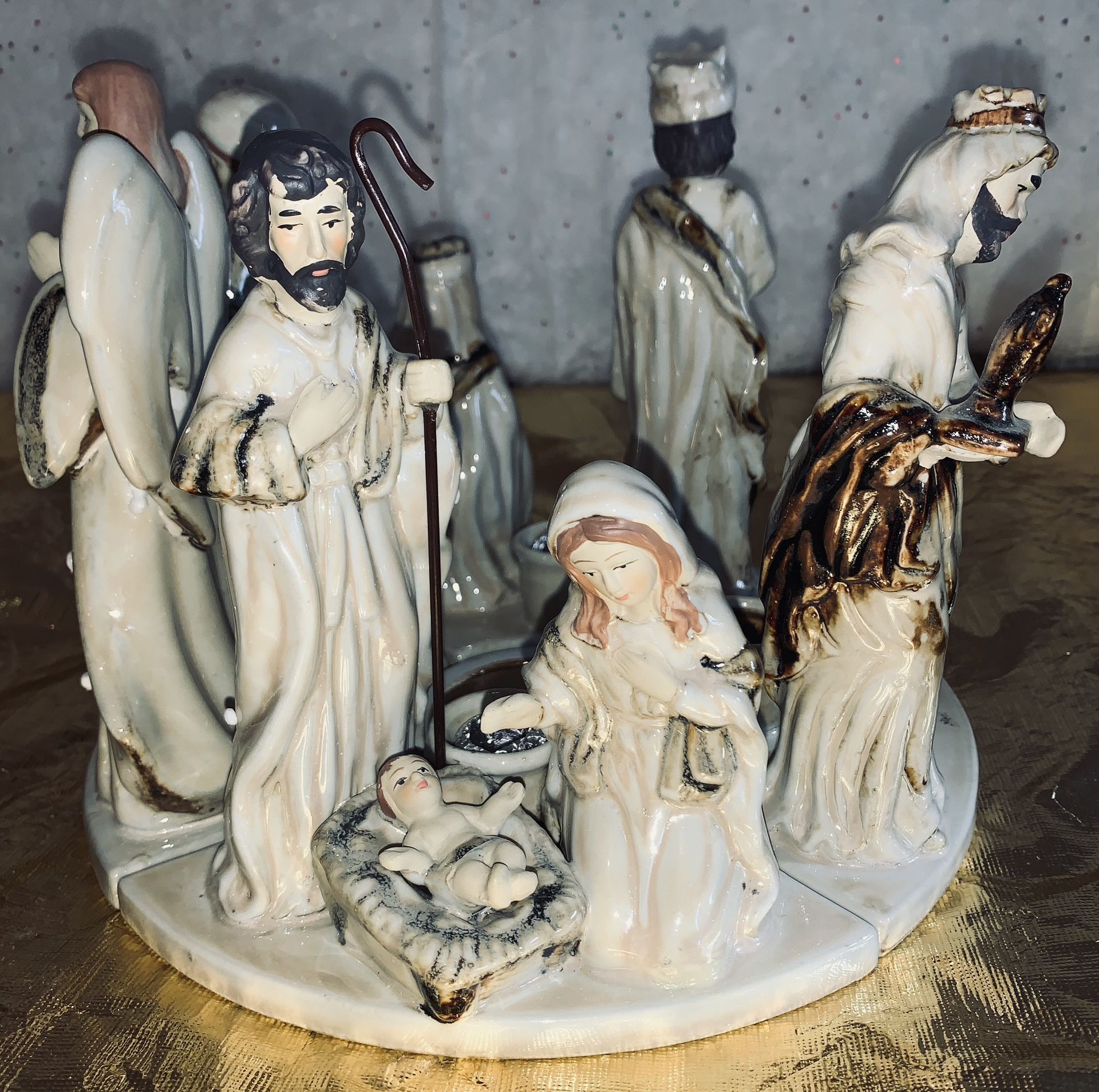 Vintage Ceramic Christmas Nativity Advent Wreath CANDLE Holder