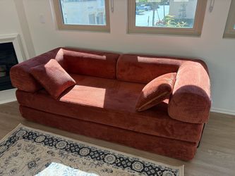 Terracotta Sofa Bed / Sleeper Sofa – 3 Seater – 79 in – Excellent Condition