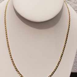 10kt Gold Curb Design Diamond Cut Chain