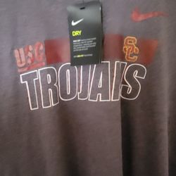 New No Tags Unworn Nike Mens 4xl Xxxxl Big Tall Grey Charcoal Ncaa Usc Trojans Shirt Nike $25
