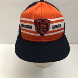 Vintage 80s Super Stripe Chicago Bears NFL Cap Hat Snapback 
