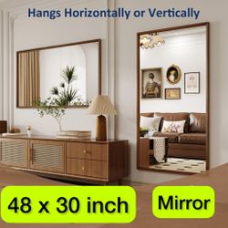 ⭐️40x30 Inch Walnut Wood Grain Framed Bathroom Mirror – NEW Classic Contemporary 🪵✨