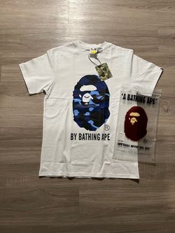 Large white blue camo bape shirt