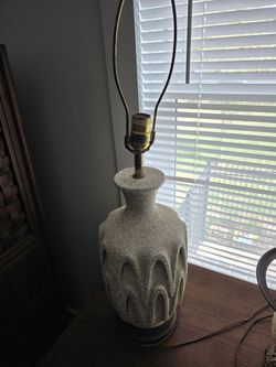 Mid-Century Double-Light Ceramic Table Lamp, Arched Cutouts