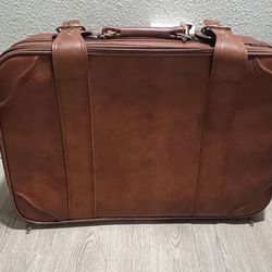 Vintage Brown Leather Suitcase 26 x 18 Travel Luggage