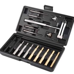 Punch Set and Punch Set Hammer with Detachable Heads, Punch Set with Tool Box Including Hammer and Brass Steel Punch, Made of Solid Non-Deformed Mater