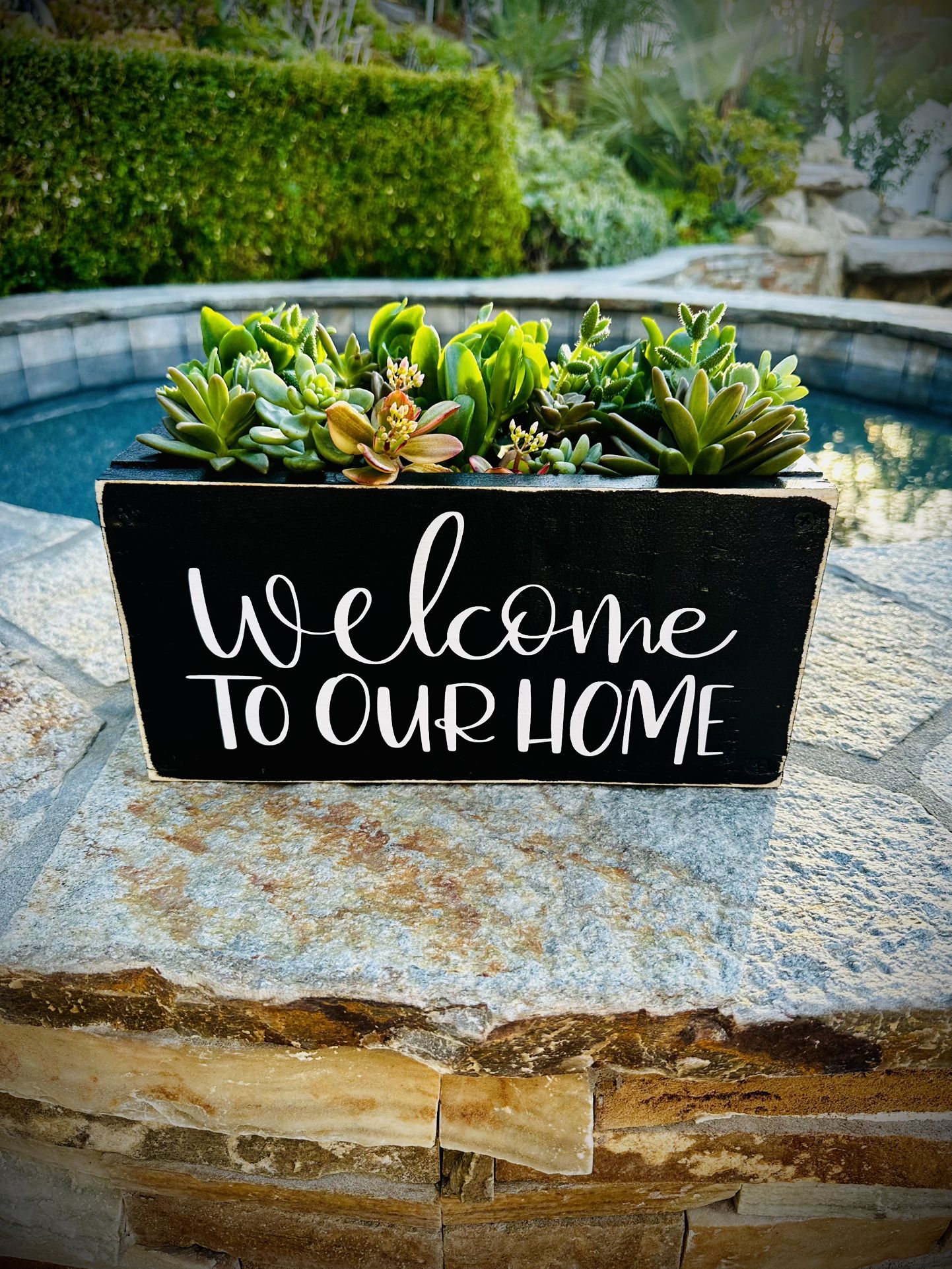 Welcome To Our Home Wood Succulent Box