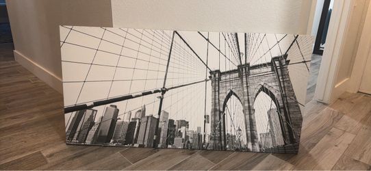 Oversized Brooklyn Bridge NYC Canvas – 55” Wide – Black & White