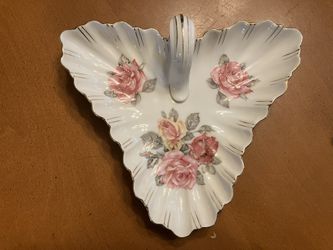 Vintage ceramic hand painted trinket dish