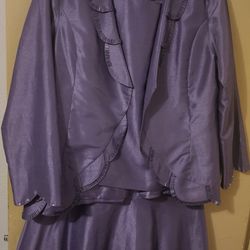 3pc Women's Purple Skirt Suit Plus Size 