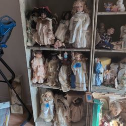 Antique Porcelain Dolls, Over 300 Collector Plates, Knick-knacks, Etc Etc