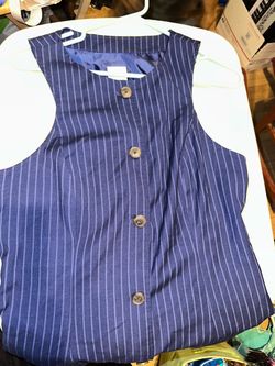 Navy Pinstripe Button-Front Vest
