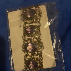 Sterling Silver Vintage Bracelet  With Large Amethyst  Stones. 