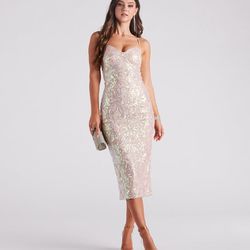 Jeanne Formal Sequin Midi Dress