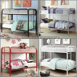 Twin/Twin HD Metal Bunk Beds W. Orthopedic Mattresses Included