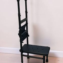 Black Steel Step Stool with Handrail
