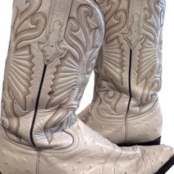 Botas Jaca Men Leather Western Cowboy Boots Size 27/8 Mexico Ostrich Pattern