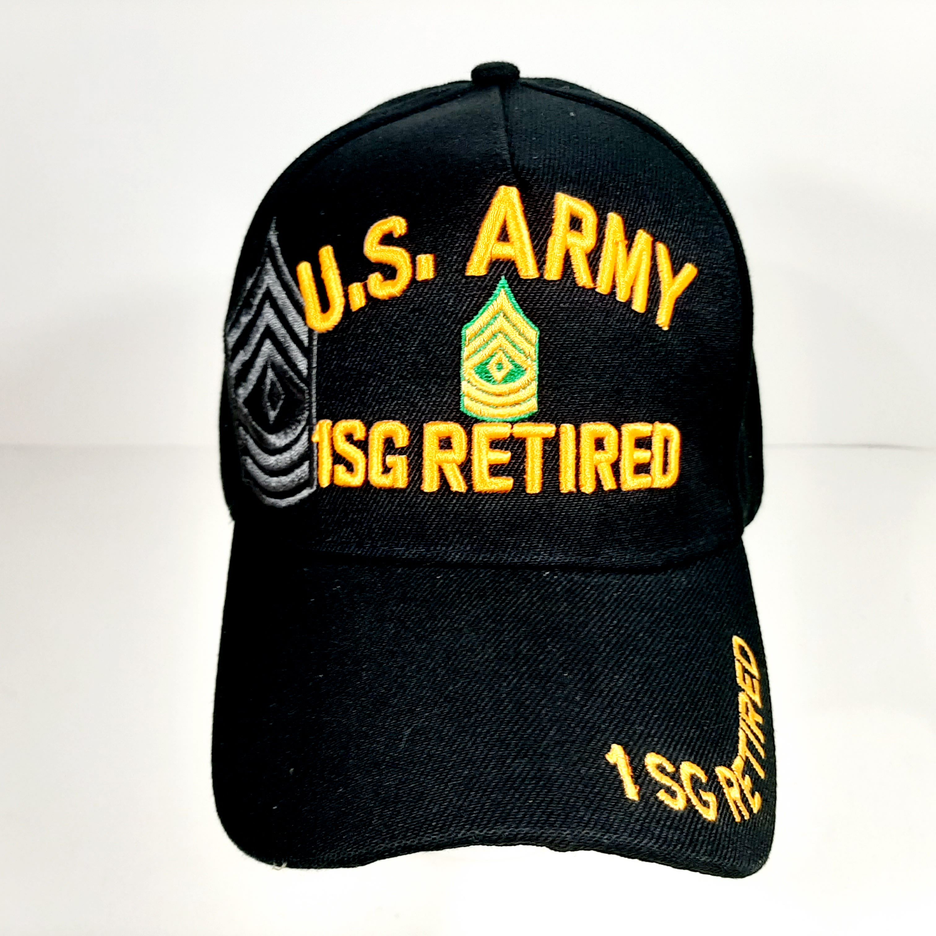 US Army 1SG Retired Men's Ball Cap Hat Black Embroidered Acrylic H5