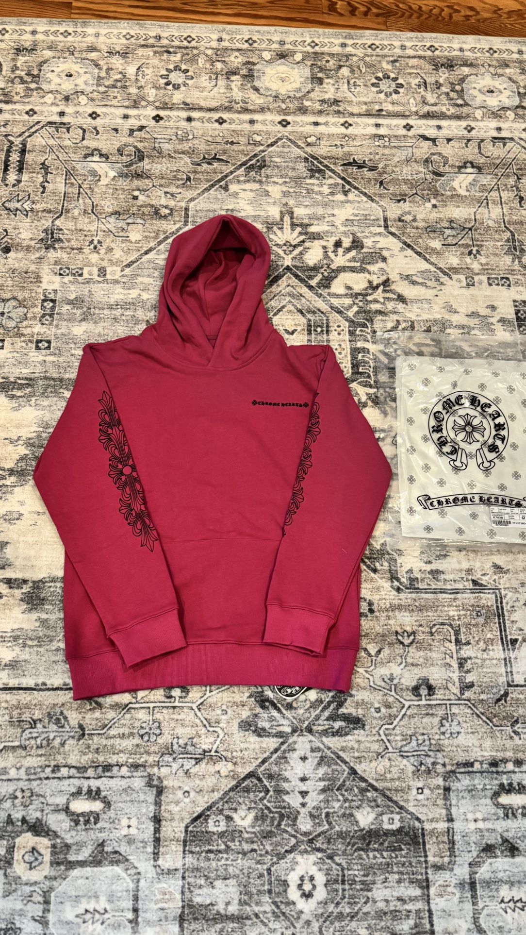 Pink Chrome Hearts hoodie