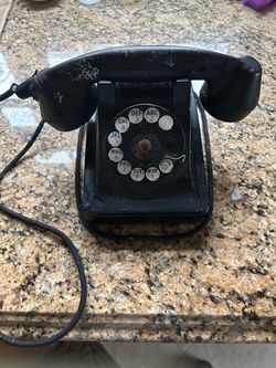 Vintage Black Rotary Desk Telephone