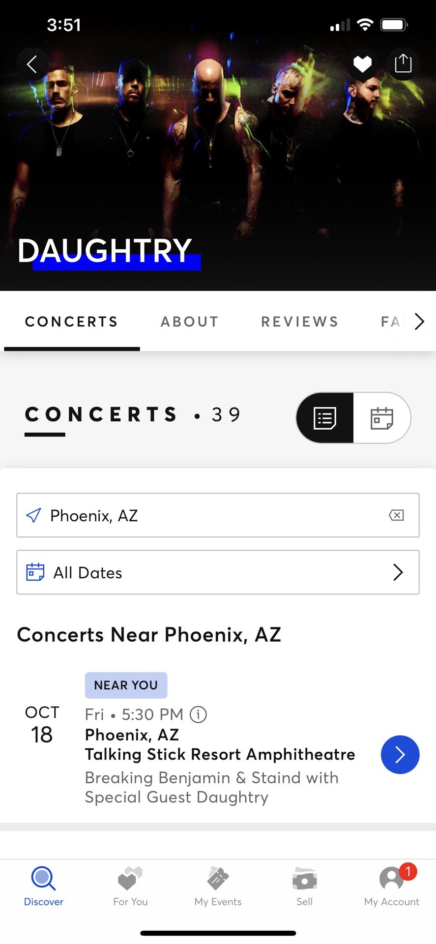 Staind Breaking Benjamin Daughtry Concert Cheap Tickets