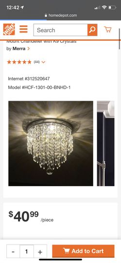 8.7 in. 3-Light Chrome Flush Mount Chandelier with K9 Crystals