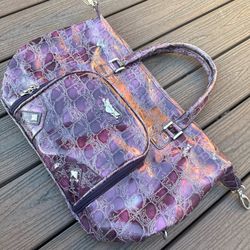 Kathy Van Zeeland Y2k snakeskin purple travel tote bag
