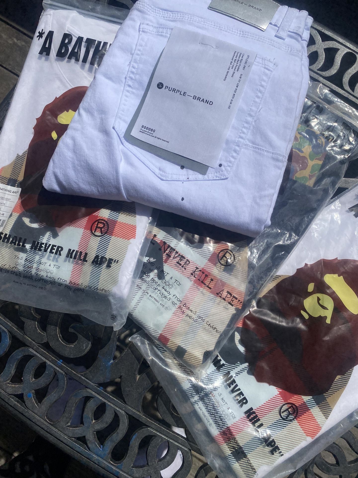 Bape Tees And Purple Jeans Size 34