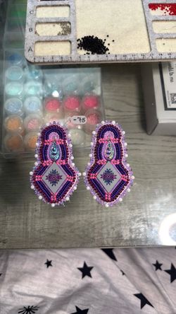 Purple and pink clip on earrings