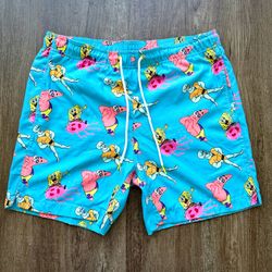 SpongeBob SquarePants Swim Trunks Men’s Size M Blue Patrick Star Quick Dry Swim Shorts