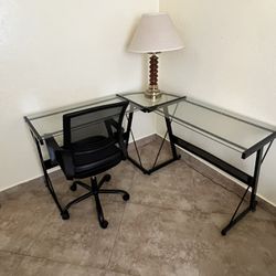 Glass And Metal Corner Desk