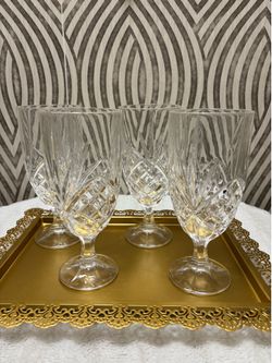 Four vintage Godinger crystal glass iced tea goblets