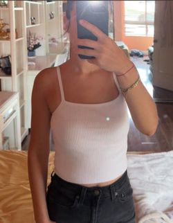 PacSun White Ribbed Square-Neck Cami Tank