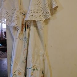 Vintage Linen Women's  Long Tablecloth Dress Small 